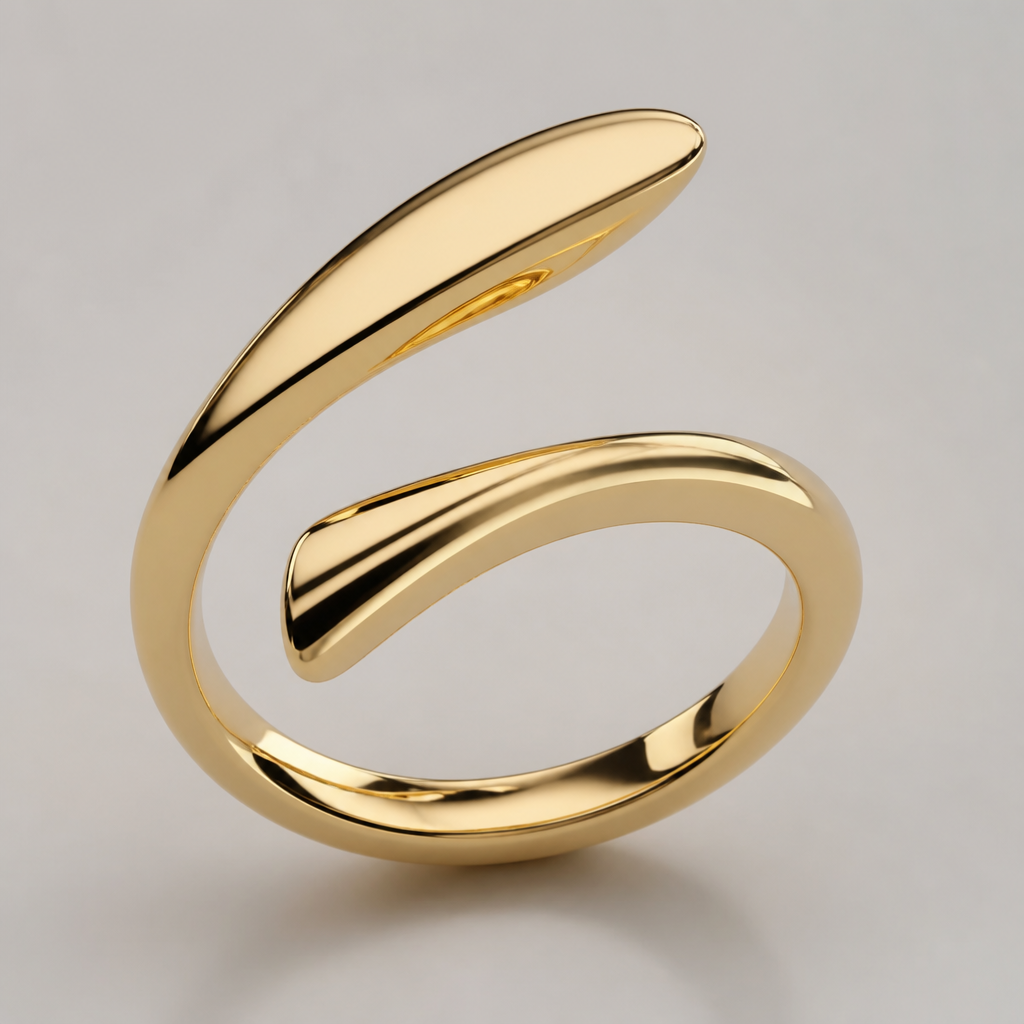 A modern women's ring made of gold
photorealistic jewelry design, A modern women's ring made of gold, modern style, just the design no text