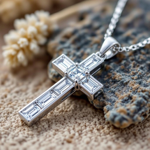Make a Pendant as a Cross that have in it Baguette Diamond 