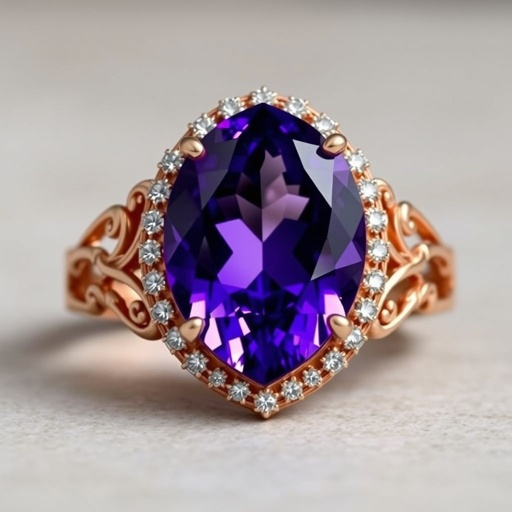 Drop cut, 50 carat Amethyst gemstone ring