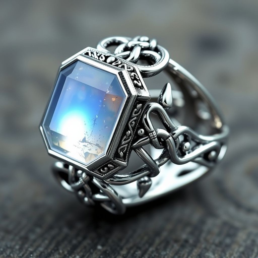 Sterling silver ring with an octagonal cut moonstone