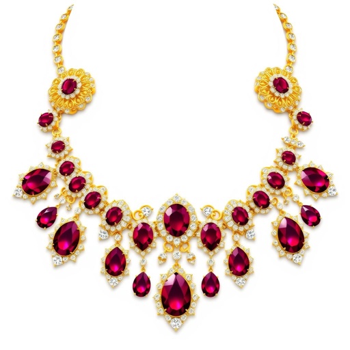 rich ruby necklace with diamonds gold studed