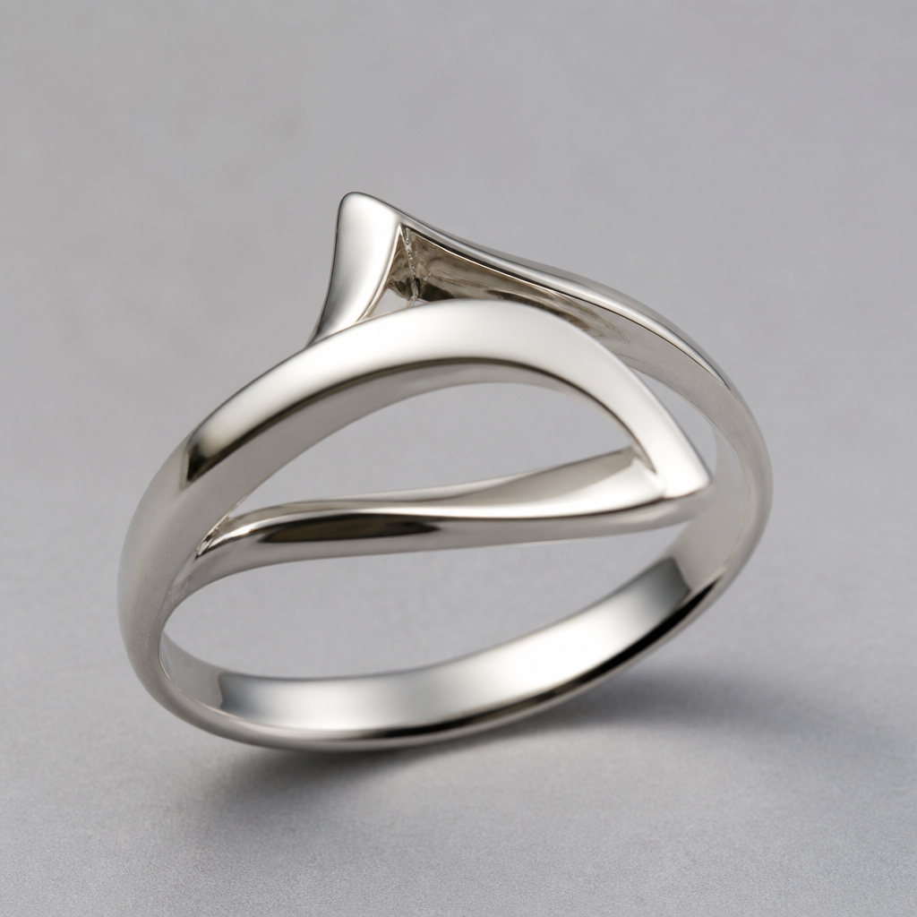 A women's ring made of silver
photorealistic jewelry design, A women's ring made of silver, modern style, just the design no text