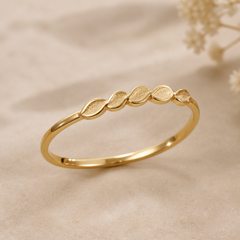 A nature women's ring made of gold, minimalist, simple and delicate, clean lines. dainter version of these chains
using the attached image as a visual reference, create A nature women's ring made of gold, minimalist, simple and delicate, clean lines. dainter version of these chains. photorealistic, just the design no text