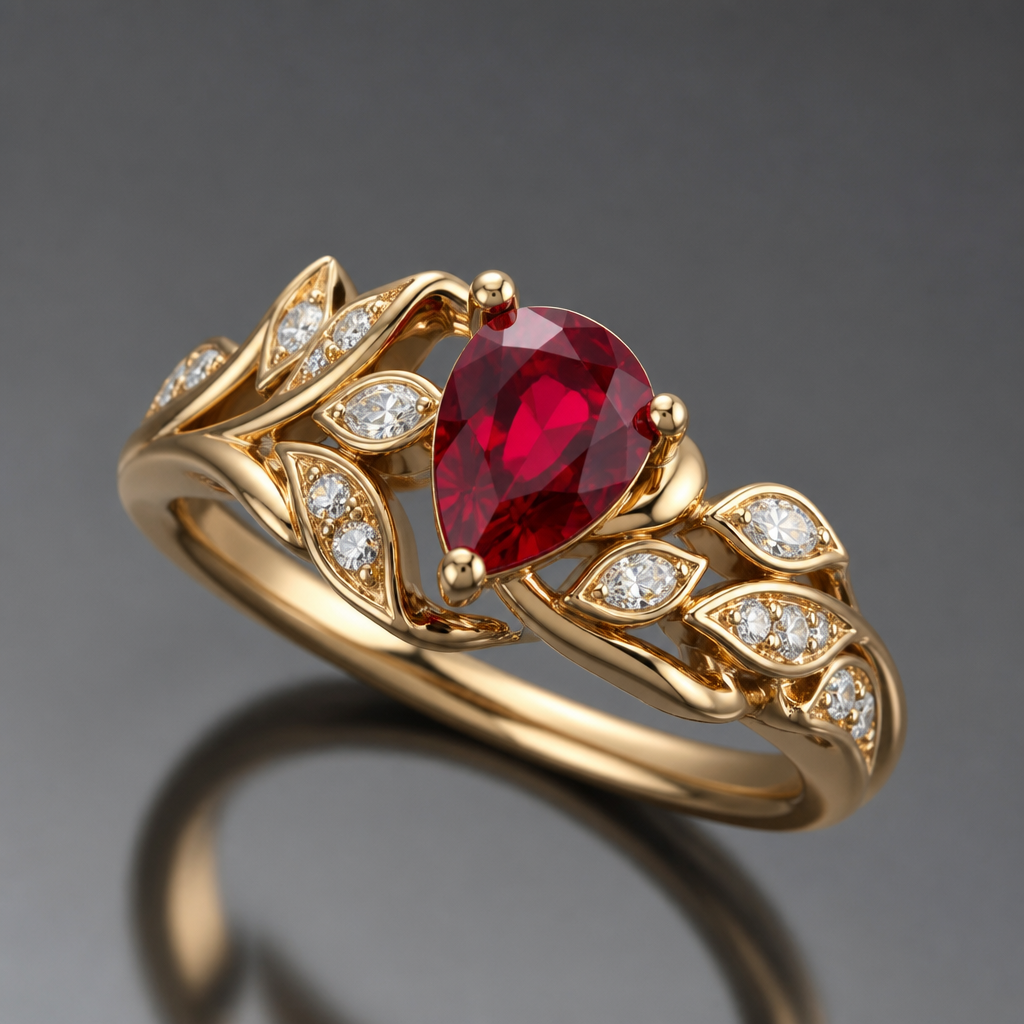 A women's ring with ruby and diamond stones. create a nature inspired anniversary ring
photorealistic jewelry design, A women's ring with ruby and diamond stones. create a nature inspired anniversary ring, modern style, just the design no text