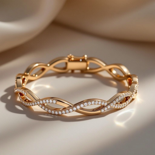 Rose gold bravelet with diamonds