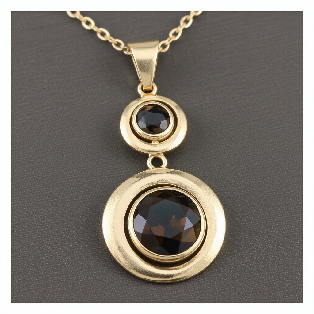 Подвеска из трех полумесяцев с узорами и камнями раухтопаза из матового неровного светлого золота с узорами соединенных цепочкой сверху самый широкий полукруг дальше средний и снизу самый маленький