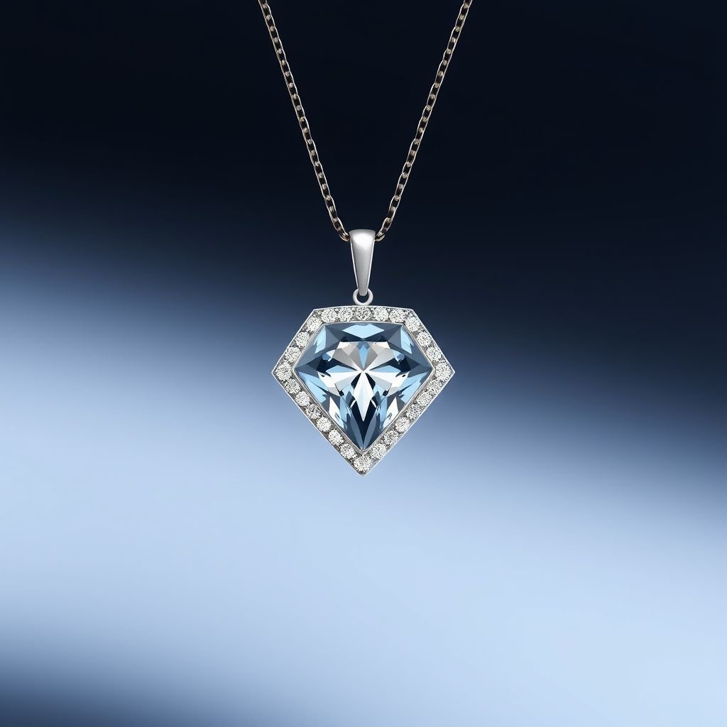 Ladies pendent  with single stone of kite shape and small diamonds surrounding 