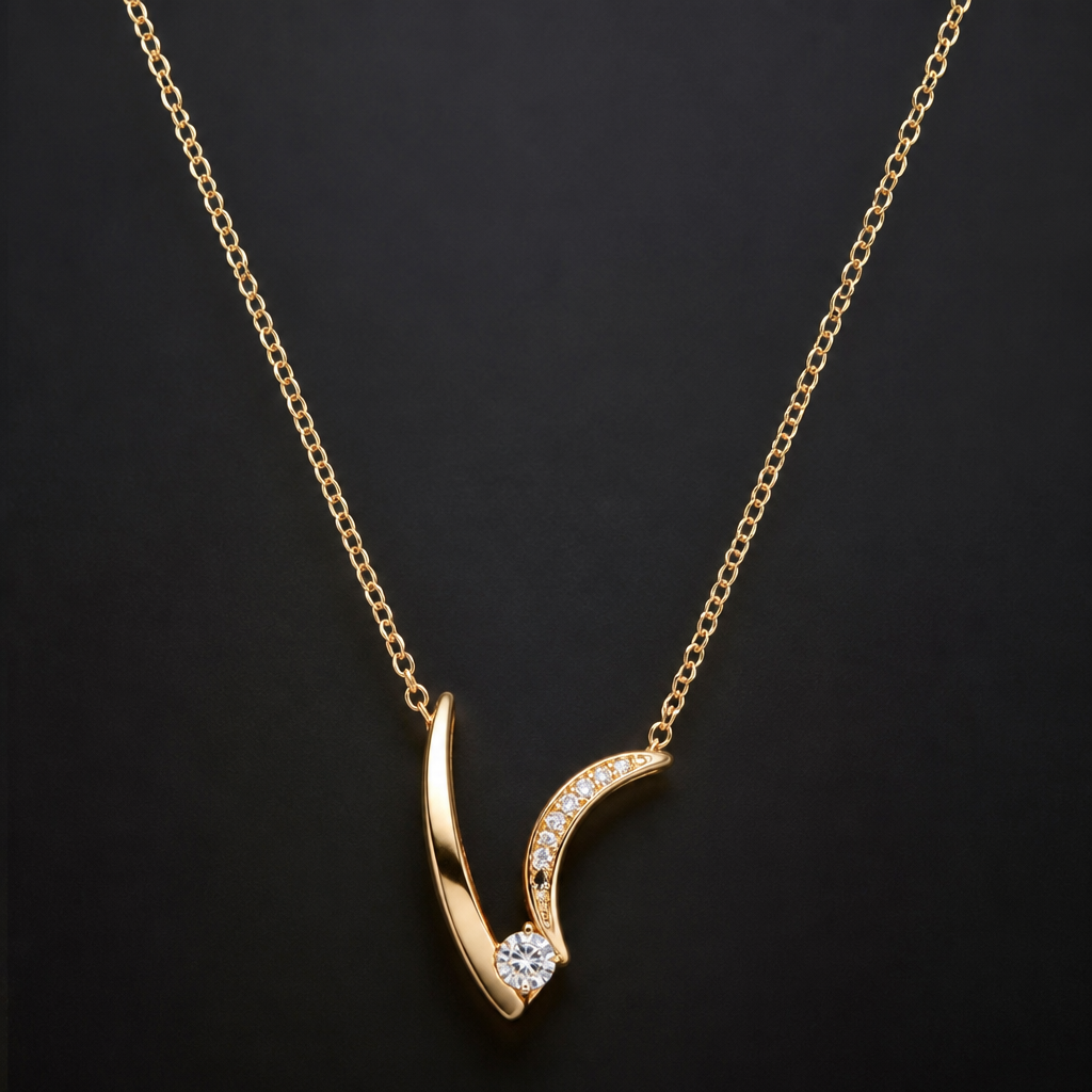 A modern women's necklace made of gold