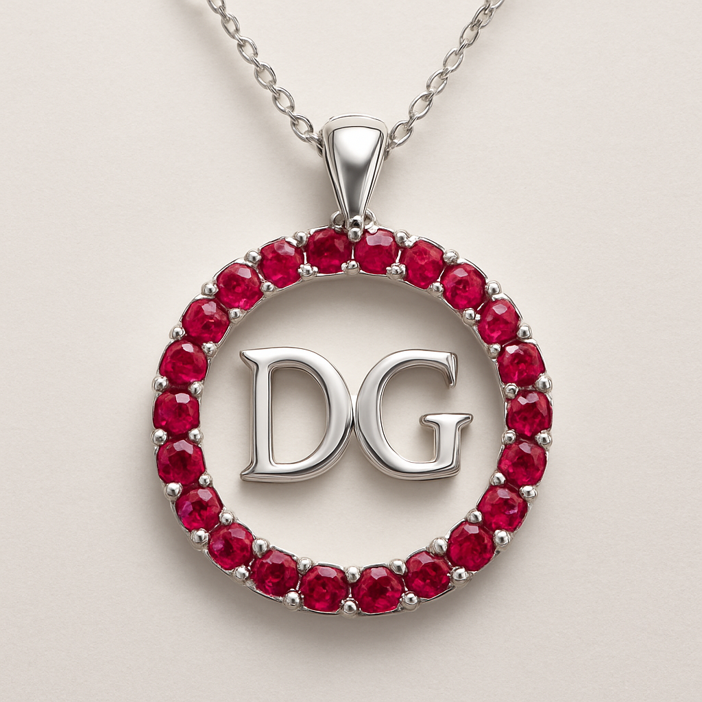 ruby with D and G letters pendant