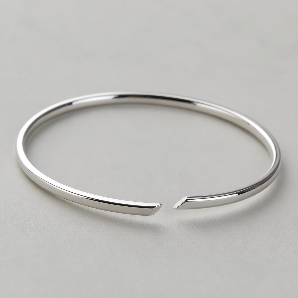 A women's bracelet made of silver. 2mm*4.5mm cuff the slit or gap and the gap is italic
photorealistic jewelry design, A women's bracelet made of silver. 2mm*4.5mm cuff the slit or gap and the gap is italic, modern style, just the design no text