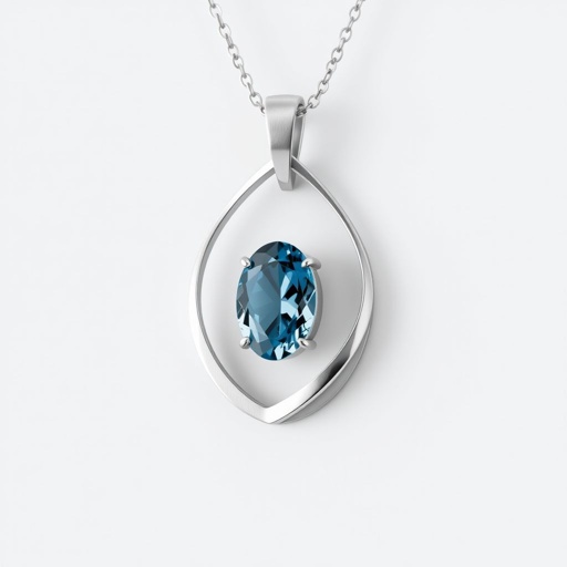Oval, Swiss blue topaz pendant