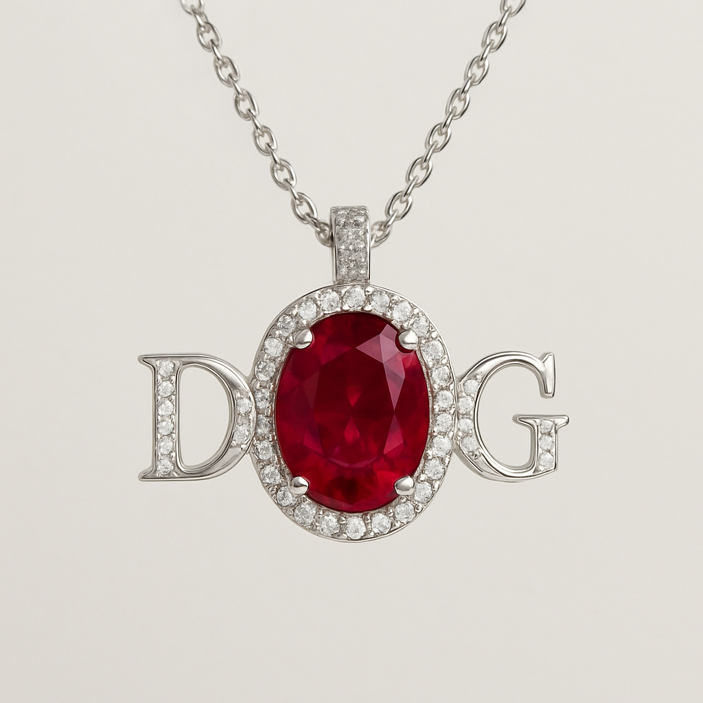 ruby with D and G letters pendant 
