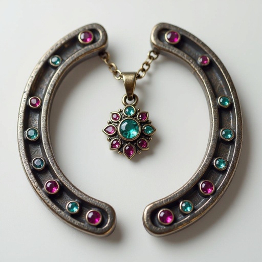 Set of Create a design of iron horseshoe of modern enamel colored