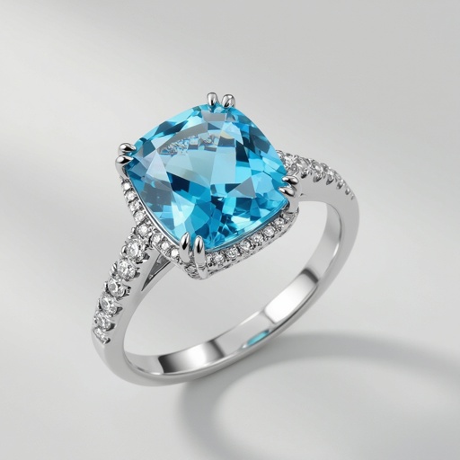 Blue topaz with diamond ring 