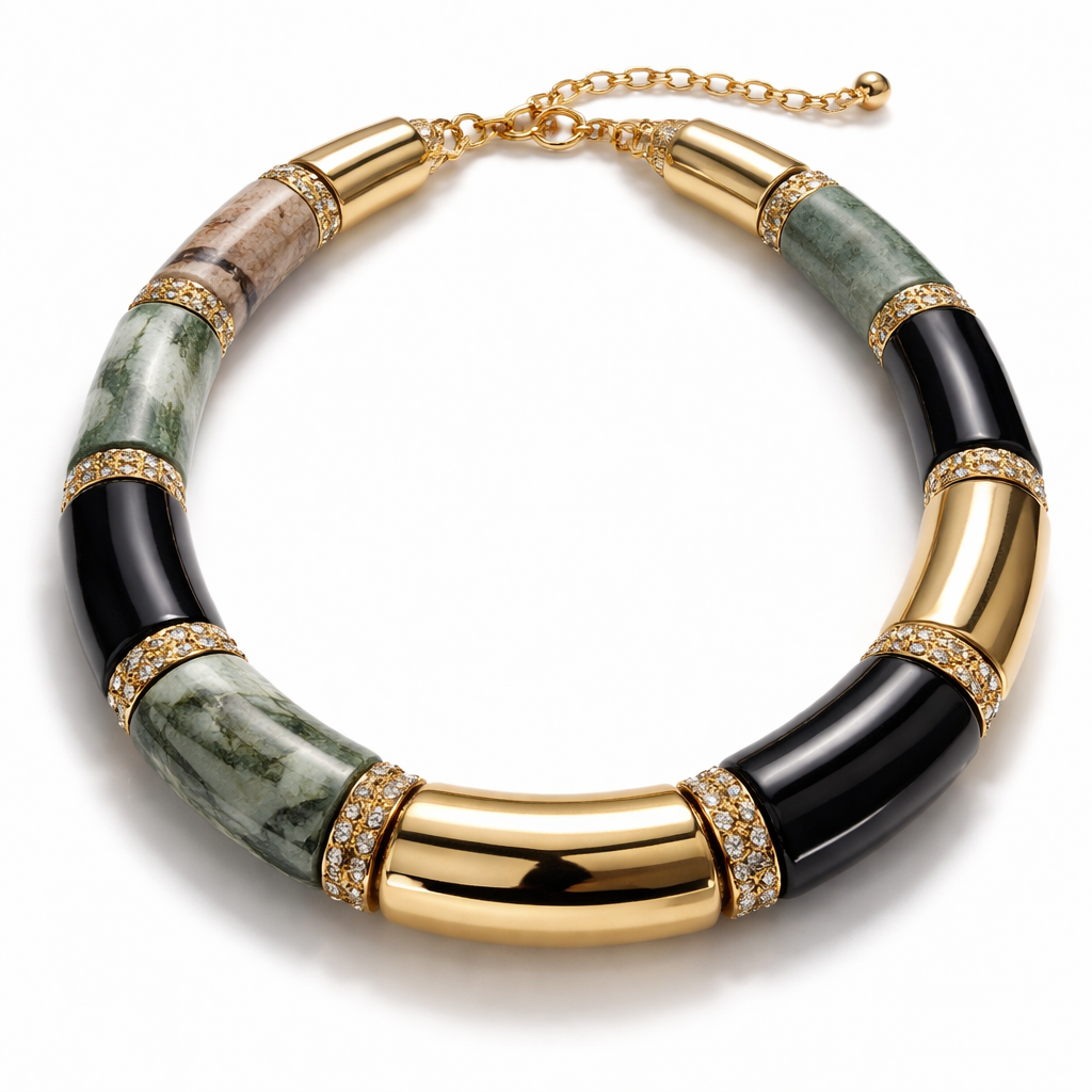 Necklace using large tube beads