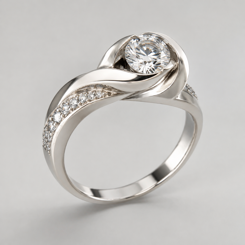 A women's ring. silver ring
photorealistic jewelry design, A women's ring. silver ring, modern style, just the design no text