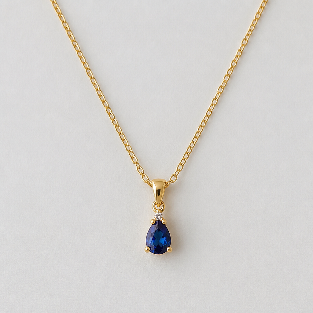 A pendant women's necklace made of gold with sapphire stones suitable for daily wear, minimalist, simple and delicate, clean lines
photorealistic jewelry design, A pendant women's necklace made of gold with sapphire stones suitable for daily wear, minimalist, simple and delicate, clean lines, pendant style, just the design no text