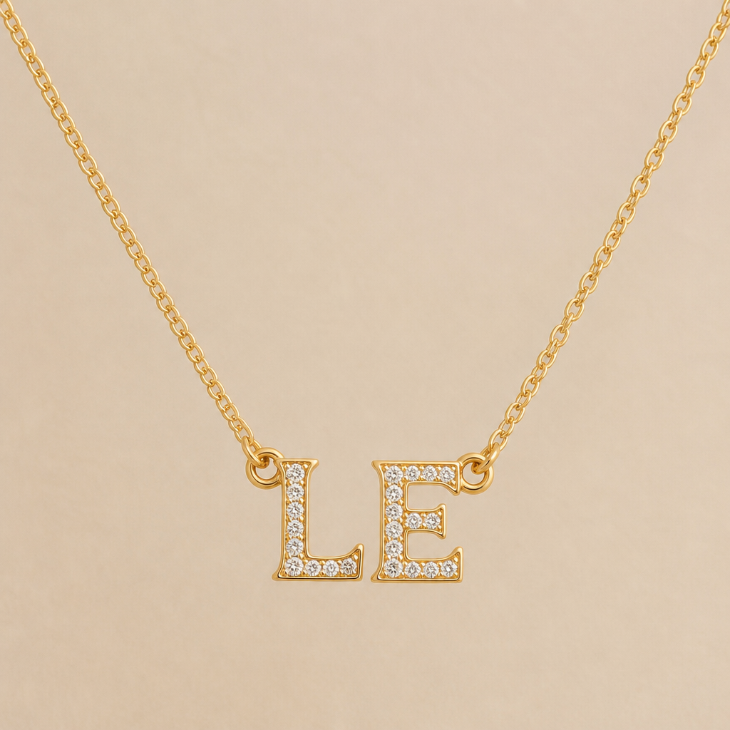 A necklace with letters L and E for the mother
photorealistic jewelry design, A necklace with letters L and E for the mother
, just the design no text