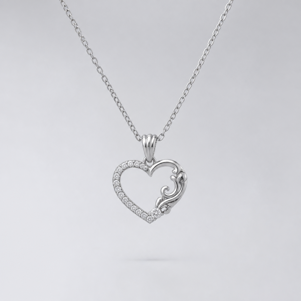 A minimalist women's pendant made of white gold with diamond stones suitable for daily wear, minimalist, simple and delicate, clean lines. ใช้ลายไทยเป็นส่วนประกอบ, cost 10,000฿, รูปทรงหัวใจ
photorealistic jewelry design, A minimalist women's pendant made of white gold with diamond stones suitable for daily wear, minimalist, simple and delicate, clean lines. ใช้ลายไทยเป็นส่วนประกอบ, cost 10,000฿, รูปทรงหัวใจ, minimalist style, just the design no text