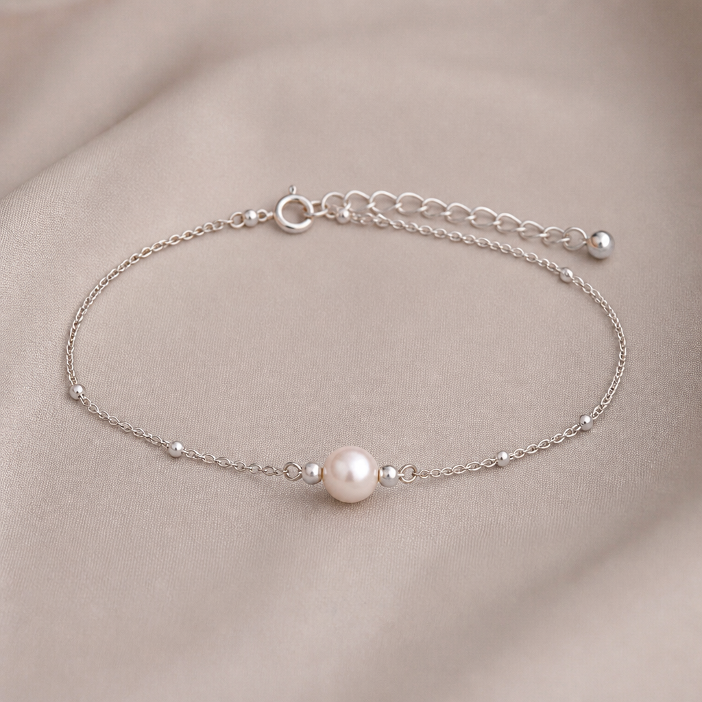 A minimalist women's bracelet made of silver suitable for festival. Eu quero uma joia delicada de prata bonita com uma pérola Branca Rose
photorealistic jewelry design, A minimalist women's bracelet made of silver suitable for festival. Eu quero uma joia delicada de prata bonita com uma pérola Branca Rose, minimalist style, just the design no text