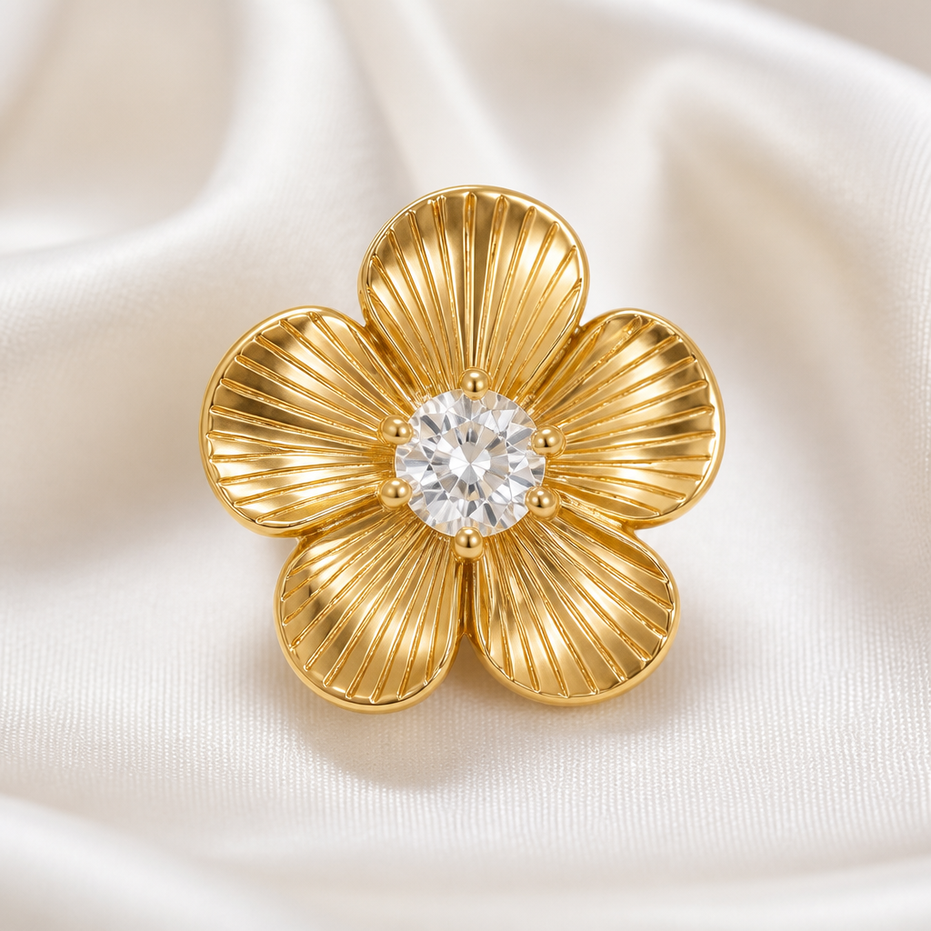 Can yoy do the same flower desin but with diamond in the middle
photorealistic jewelry design, Can yoy do the same flower desin but with diamond in the middle , classic style, just the design no text