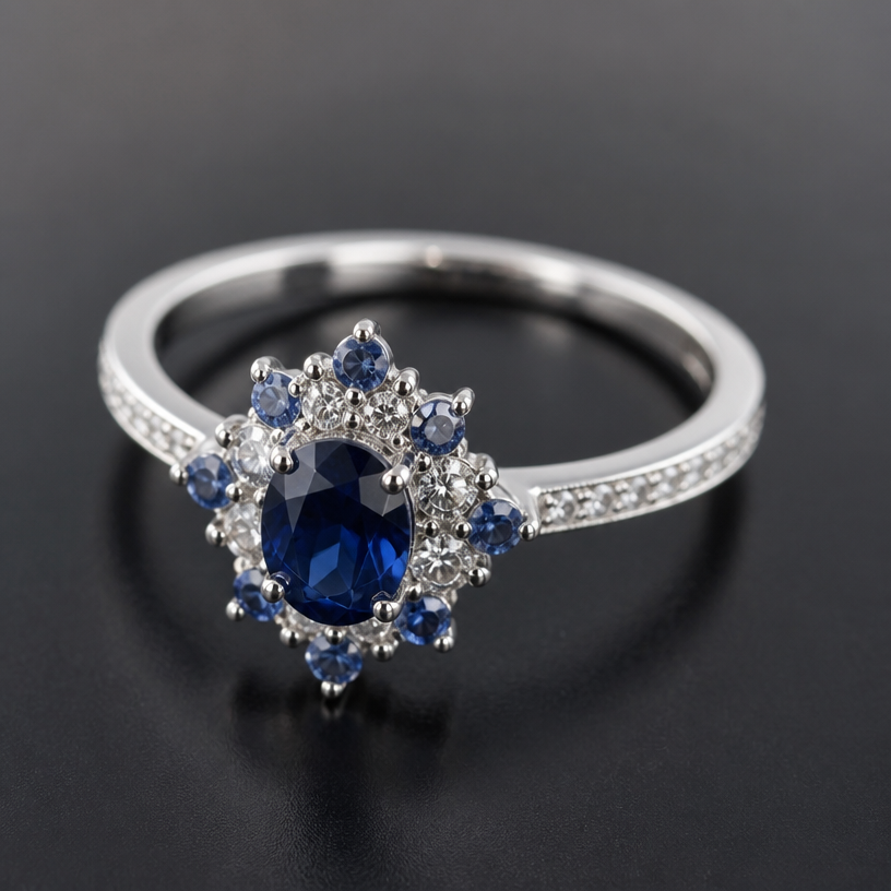 A women's ring with sapphire stones suitable for wedding
using the attached image as a visual reference, create A women's ring with sapphire stones suitable for wedding. photorealistic, just the design no text