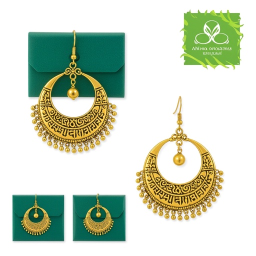 Серьги золотые в форме тонкого изящного полумесяца, полукруг как продолжение застежки, на полукруге надписи мантрами на санскрите