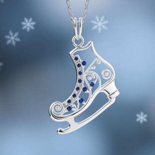 Silver pendant in of ice skating blades no boots
