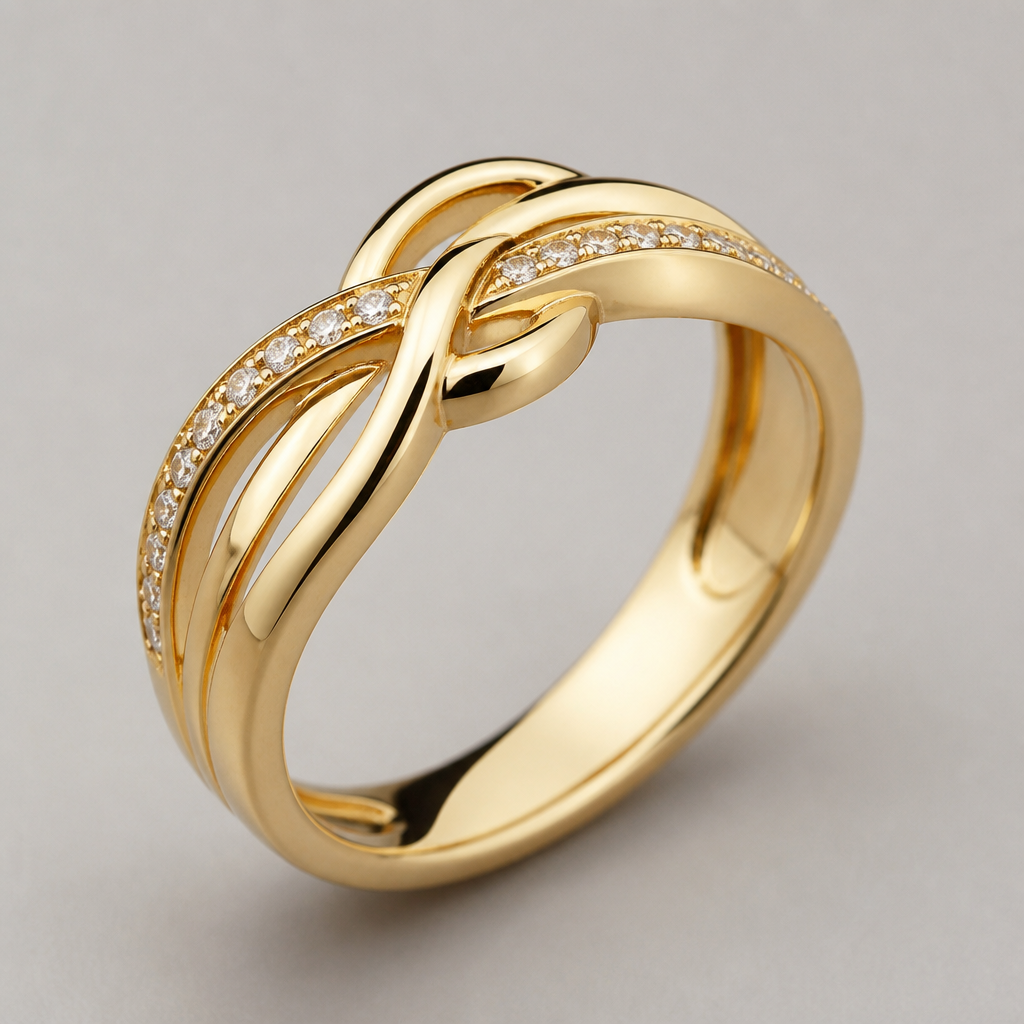 A women's ring made of gold
photorealistic jewelry design, A women's ring made of gold, modern style, just the design no text