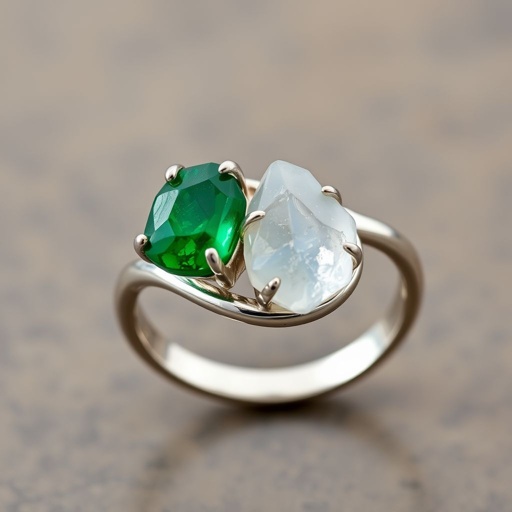Adjustable ring , silver use minimal, use 2 raw natural gemstone, elegant