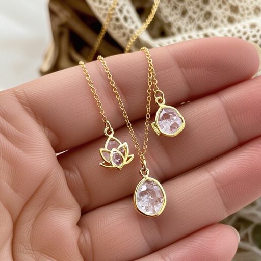 Серьги золото изящный маленький плоский лотос с необработанным маленьким хрусталем в центре, от лотоса идет золотая цепочка вниз с еще одним маленьким камушком хрусталя