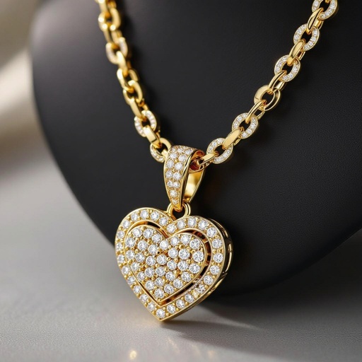 Catena con cuore pendente di traverso 