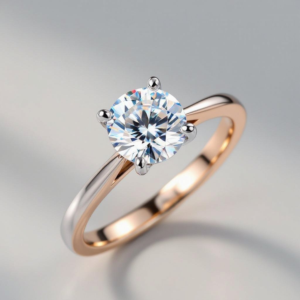 White gold and rose gold Combination with solitaire