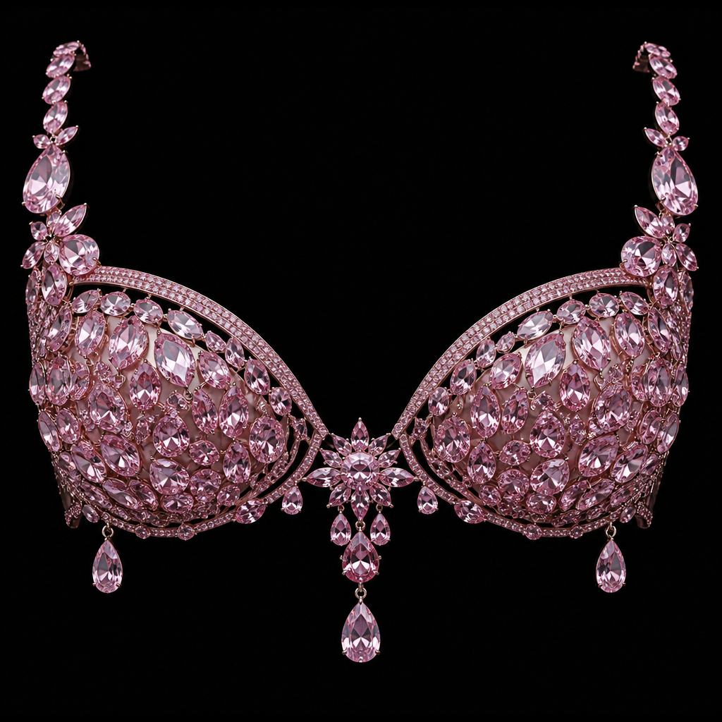Pink Diamond bra
photorealistic jewelry design, Pink Diamond bra, just the design no text