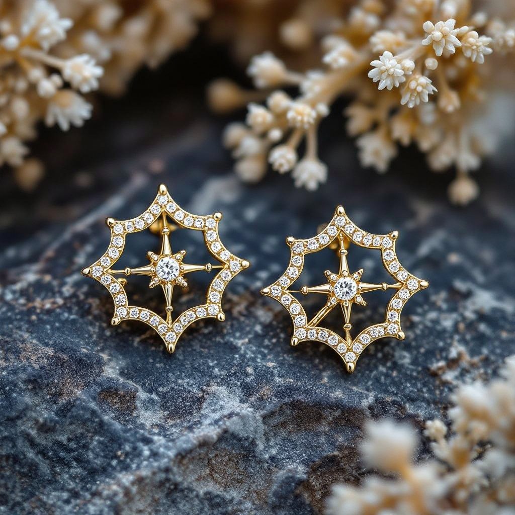  золотые матовые серьги в виде созвездия сириус