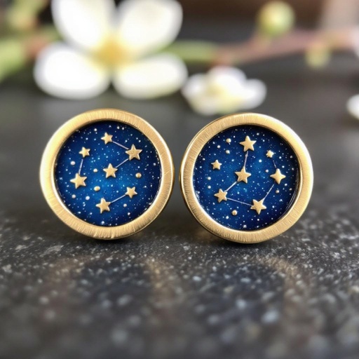 Небольшие золотые матовые серьги в виде созвездия