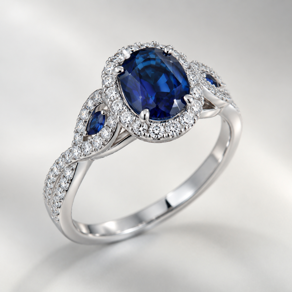 A women's ring with sapphire stones suitable for wedding
photorealistic jewelry design, A women's ring with sapphire stones suitable for wedding, modern style, just the design no text