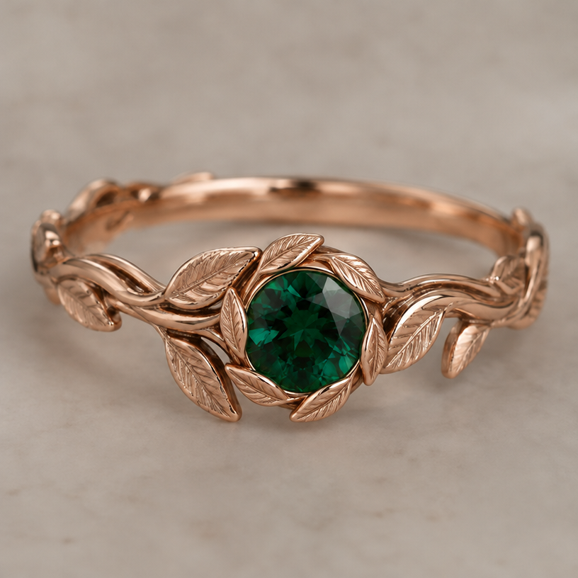 Make the bezel with leaves also
edit the attached jewelry design with these instructions: Make the bezel with leaves also. keep it photorealistic, just the design no text