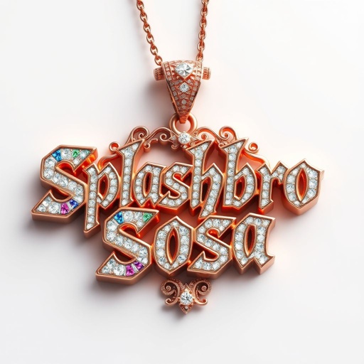 Create a big pendant that say Splashbro Sosa with mosaic, & vvs diamonds for men rapper