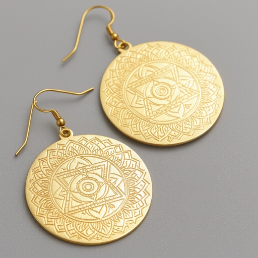  золотые матовые серьги в виде изображения чакры сахасрары
