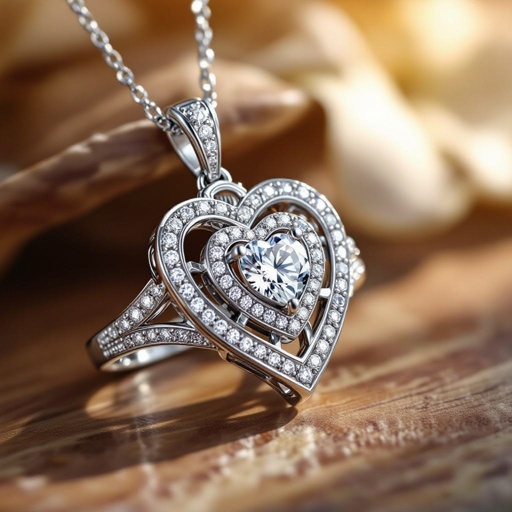Pendant set tric heart ring of architecture shape and diamonds