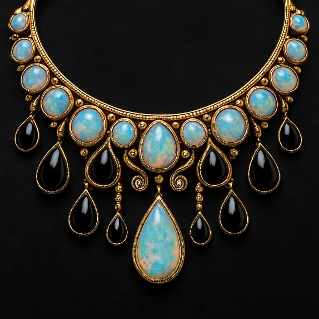 Opalite and onyx collar