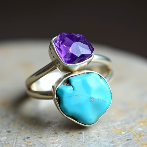 Design silver adjustable ring, use minimum silver, use 2 raw natural gemstones 