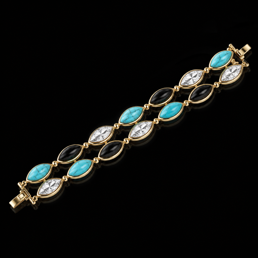 Turquoise onyx marquis diamond bracelet
photorealistic jewelry design, Turquoise onyx marquis diamond bracelet , just the design no text