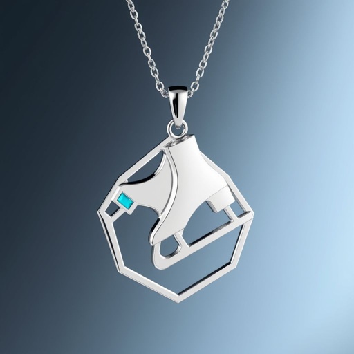 Pendant silver with stylized ice figure skating skates. Remove boots and leave only lowest part of skates. Add turquoise