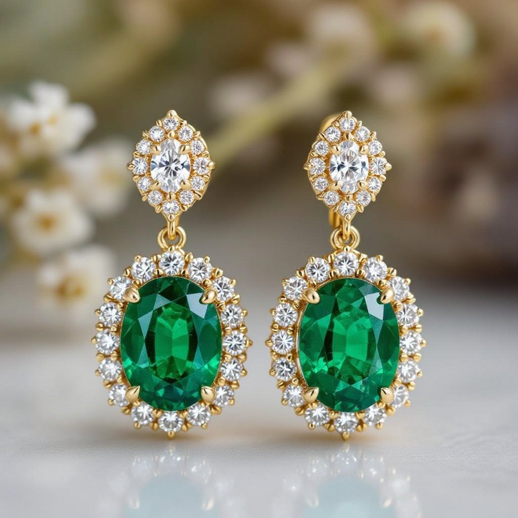 Statement earrings green