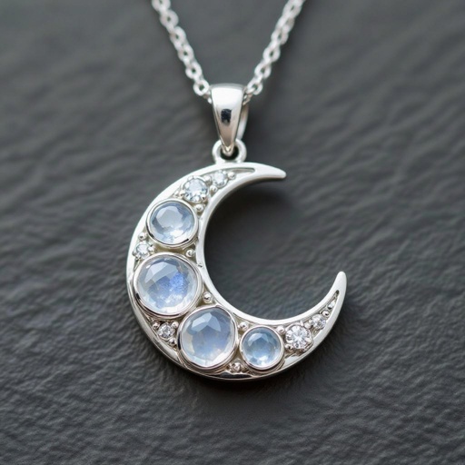 Луна полумесяцем и лунный камень подвеска