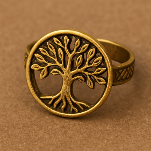 A ring of Tree of life  made of brass  and adjustable 