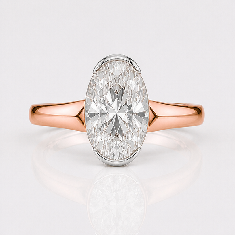 tapered rose gold band
edit the attached jewelry design with these instructions: tapered rose gold band. keep it photorealistic, just the design no text