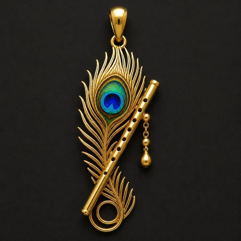 Peacock feather + flute
photorealistic jewelry design, Peacock feather + flute, pendant style, just the design no text